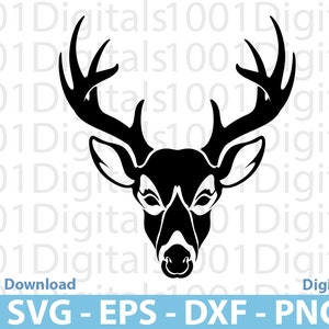 Deer Head 3 Svg, Deer Head Svg Png Dxf Eps , Deer Head Silhouette, Easy Cut Svg, Multilayer Deer Head