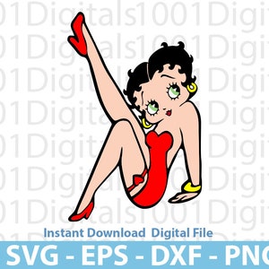 Betty Boop caliente Svg, Betty Boop roja, Boop linda Svg, Betty Boop Clipart, Archivo de corte, Cricut Silhouette, Sticker, Eps Dxf Png Digital File
