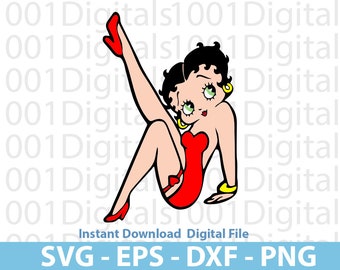 Hot Betty Boop Svg, Betty Boop Red, Cute Boop Svg, Betty Boop Clipart, Cut File, Cricut Silhouette, Sticker, Eps Dxf Png Digital File