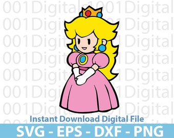 Peach Svg, Super Mario Princess Peach Svg, Mario Clipart, Archivo De Corte, Cricut Silhouette, Sticker Svg, Svg Eps Dxf Png Archivo Digital