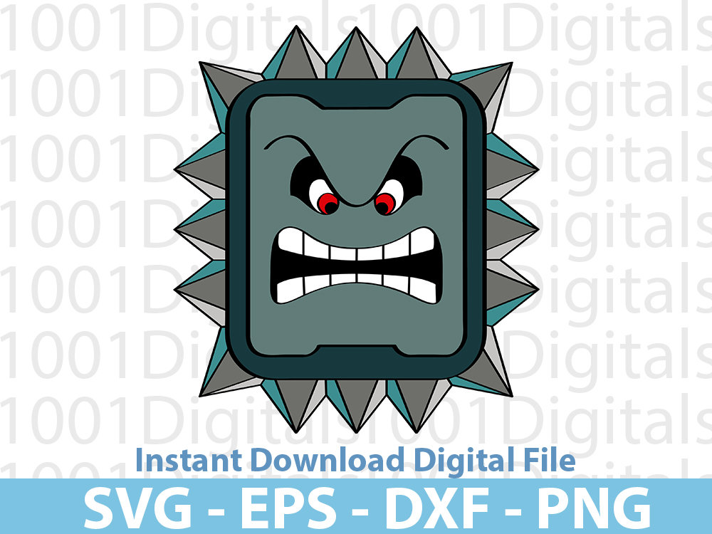 Whomp Svg, Super Mario Whomp Svg, Mario Clipart, Cut File, Cricut Silhouette, Sticker Svg, Svg Eps Dxf Png Digital File