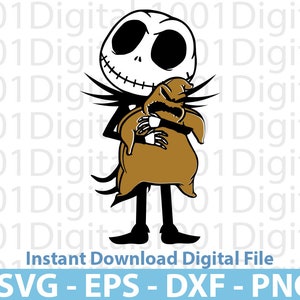 ジャック スケリントン SVG、ジャック スケリントン ハグ SVG、クリップアート、PNG カット ファイル Cricut、ステッカー、SVG EPS Dxf PNG デジタル ファイル