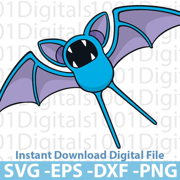 Zubat Svg, Pokemon Zubat Svg, Zubat Clipart, Png Cut File, Cricut Silhouette, Sticker Svg, Eps Dxf Png Digital File