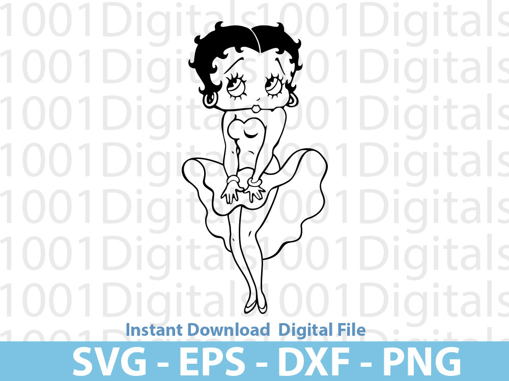 Betty Boop Monroe Svg, Betty Boop Dancer , Cute Boop Svg, Betty Boop Clipart, Cut File, Cricut Silhouette, Sticker, Eps Dxf Png Digital File