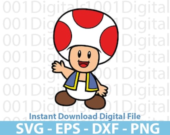 Toad Svg, Mario Mushroom Red Svg, Super Mario Toad Clipart, Cut File, Cricut Silhouette, Sticker Svg, Svg Eps Dxf Png Digital File