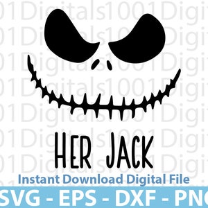 Her Jack Skellington Svg, Jack Silhouette , Clipart, Png Cut File Cricut , Sticker, Svg Eps Dxf Png Digital File