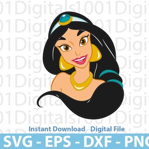 Princess Jasmine Svg, Beatiful Princess Svg, Aladdin Clipart, Png Cut File, Princess Jasmine Cricut Silhouette, Svg Eps Dxf Png Digital File
