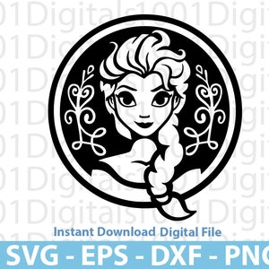 Elsa Black SVG para Cricut, Elsa e Anna Print, Layered Elsa Clipart, Elsa Sticker, Little Cross Elsa, Elsa Sublimation, Elsa Silhouette