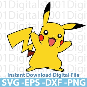 May include: A yellow cartoon character with a red tongue sticking out, black ears, and a brown tail. The character is standing on its hind legs with its arms outstretched. The character is known as Pikachu.