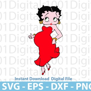 Betty Boop Svg, Betty Boop Embarazada, Boop Lindo Svg, Betty Boop Clipart, Archivo De Corte, Cricut Silhouette, Sticker, Eps Dxf Png Digital File