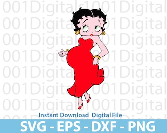 Betty Boop Svg, Pregnant Betty Boop , Cute Boop Svg, Betty Boop Clipart, Cut File, Cricut Silhouette, Sticker, Eps Dxf Png Digital File