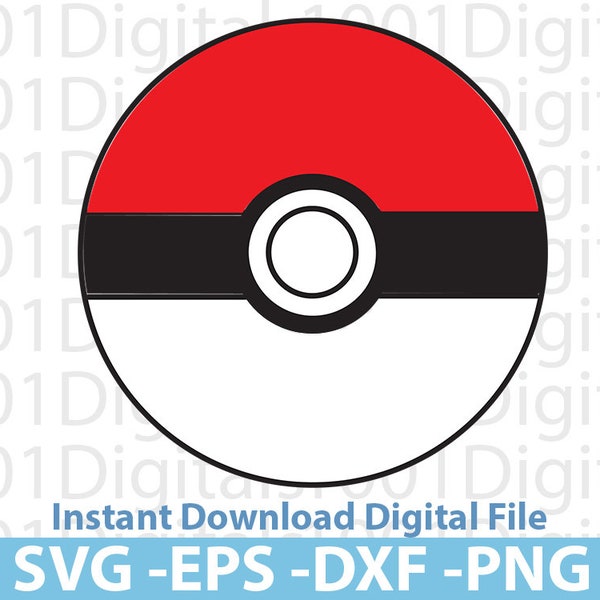 Pokeball Svg, Pokemon Ball Svg, Pokeball Clipart, Archivo de corte Png, Silueta Cricut, Pegatina Svg, Eps Dxf Png Archivo digital