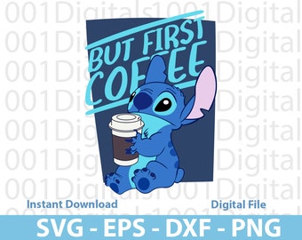 Stitch Coffee SVG for Cricut, Lilo and Stitch Print, Layered Stitch Clipart, Stitch Markers, Little Cross Stitch, Stitch Sublimation
