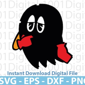 Pac Black Ghost Svg Pac Svg, Pac Clipart, Cut File, Cricut Silhouette, Sticker Svg, Svg Eps Dxf Png Digital File
