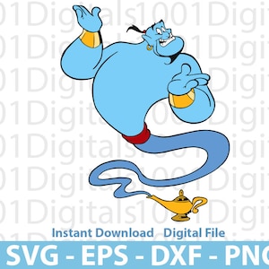 Aladdin Genie Svg, Aladdin Lamp Djinn Svg, Aladdin Clipart, Png Cut File, Cricut Silhouette, Sticker Svg, Svg Eps Dxf Png Digital File