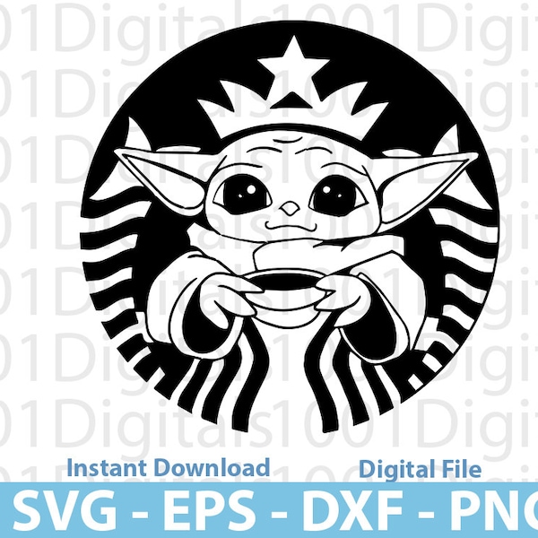 Baby Yoda Svg, Yoda Bucks Coffee Svg, Star Wars Yoda  Svg , Cute Yoda Svg, Eps Png Dxf Clipart, Cut File Cricut Silhouette, Sticker Svg