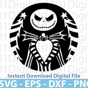 Jack Skellington Coffee Svg, Bucks Mug Svg, Clipart, Png Cut File Cricut , Sticker, Svg Eps Dxf Png Digital File