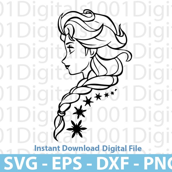 Elsa Frozen Svg, Elsa Head Stars Svg , Cute Elsa Svg, Frozen Elsa Clipart, Frozen Elsa Silhouette, Frozen Sisters Elsa Sticker Svg