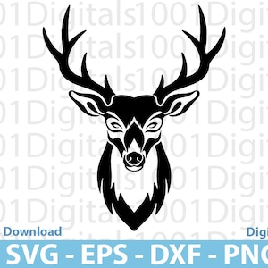 Deer Head  Svg, Deer Head Svg Png Dxf Eps , Deer Head Silhouette, Easy Cut Svg, Multilayer Deer Head
