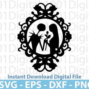 Jack Skellington Couple Silhouette Svg, Clipart, Png Cut File Cricut , Sticker, Svg Eps Dxf Png Digital File