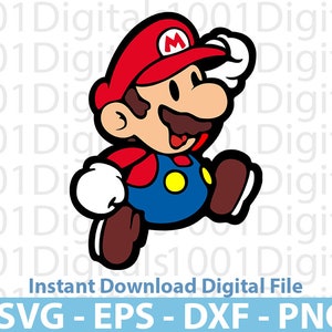 Super Mario Svg, Mario Silhouette Svg, Mario Clipart, Cut File, Cricut Silhouette, Sticker Svg, Svg Eps Dxf Png Digital File