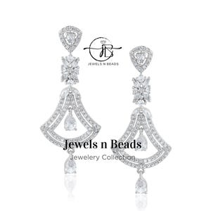 HIGH END ZIRCONIA Jhumka in Brass Hanging White Minimal Light Weight Jhumka Handmade Alloy Hight Quality 10Grams Pair Earring Gift for Her
