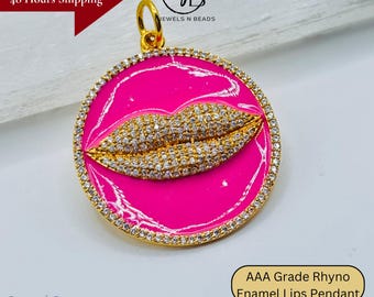 Lips Pendant | Bold Lip Charm | Statement Jewelry | Fun Enamel Pendant | Kawaii Necklace | Trendy Lip Charm Necklace