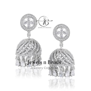 DAZZLING ICONONIC White Jhumka Indian Pakistani Earrings Punjabi Jewelry Bollywood Jhumka Best Gift for her Bridesmaid Matching Jhumka