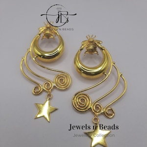 Pendiente de gota larga hecho a mano, liviano, chapado en oro de 14 k, de alta calidad, para mujer, regalo de boda y Acción de Gracias para Navidad