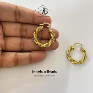 14K Gold Plated Brass Drop Earrings, Light Weight Hoop Earring, Handmade Woman Charm Drop Stud, Charm High Quality Brass Earring, Gift 4 Her