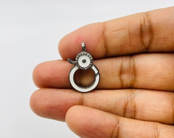 HANDMADE MINIMAL Pave Diamond Eye Enamel Clasp Mechanical Lobster Lock, 925 Sterling Silver, Jewelry Component Finding, DIY Jewelry 20x12mm
