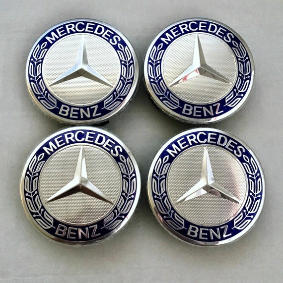 4 Logos Emblème Mercedes Jante Cache Moyeu Centre De Roue Insigne Noir 75mm