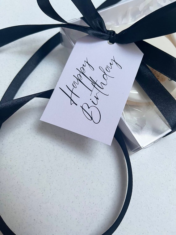 Gift Tag - Happy Birthday Script White Gift Tag - Happy Birthday Script White