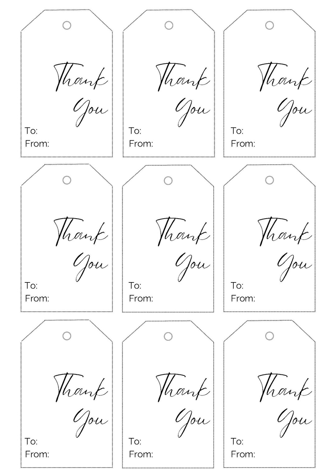 Thank You Gift Tag Script Black & White Aesthetic Etsy