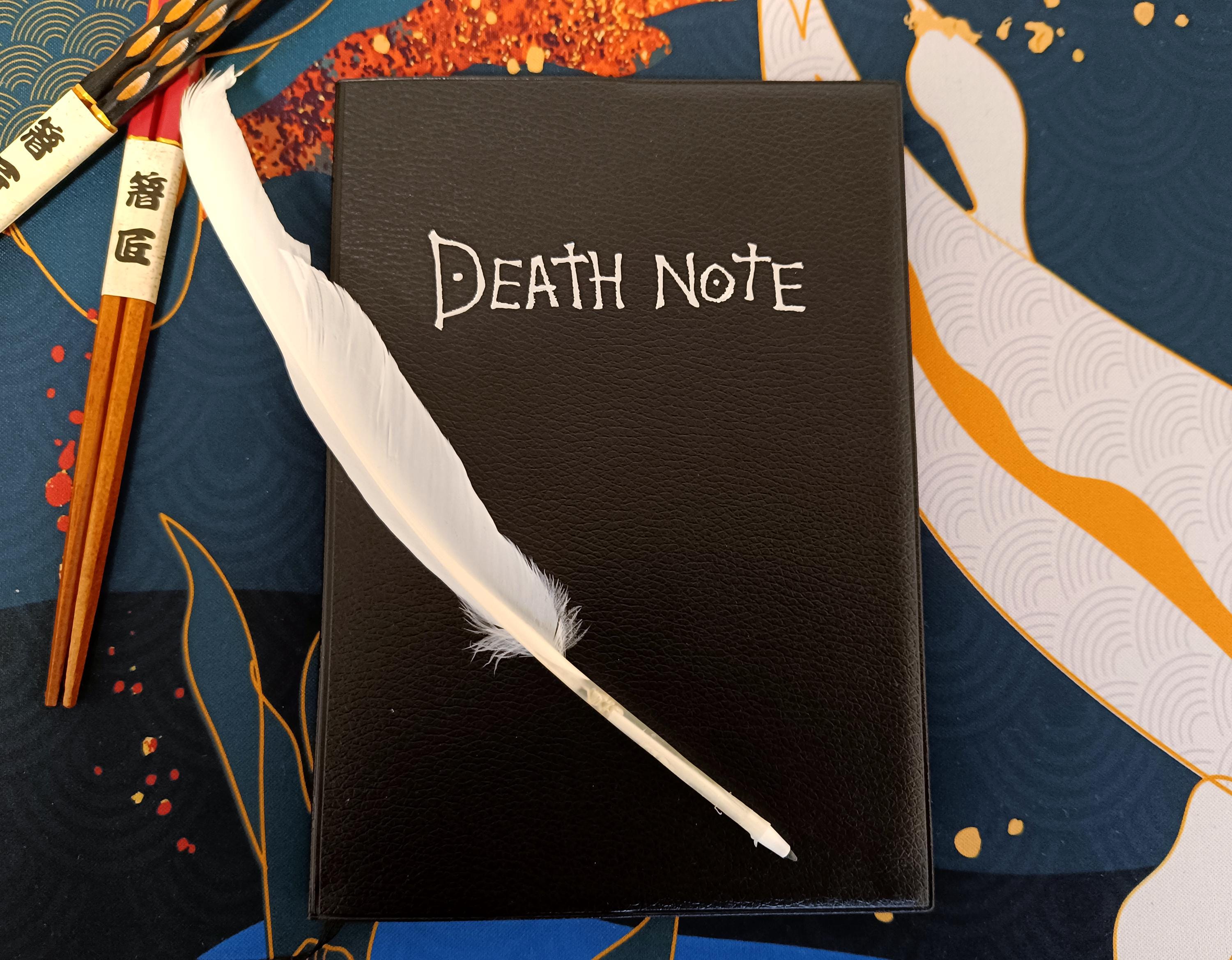 Death Note Journal With Real Feather and Ribbon Bookmark - Etsy