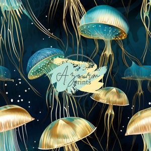 Sea Animal Seamless Pattern, Jelly Fish, Ocean Seamless ,digital print patterns
