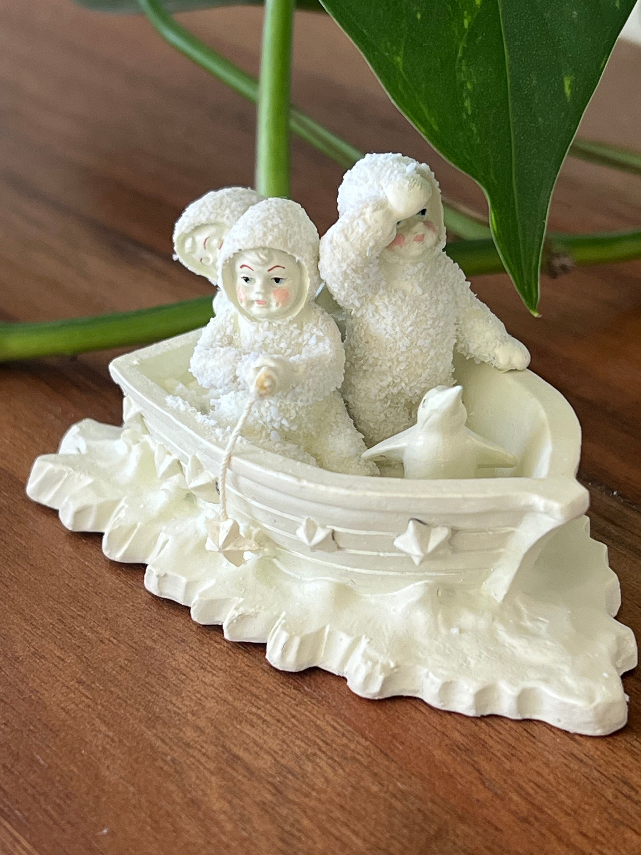 2 Miniature Antique German Bisque Snow Babies - 1