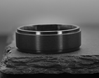 Black Titanium Ring, Mens Black Wedding Band, Promise Engagement Ring For Him, Goth Ring, Fathers Day or Anniversary Gift For Him