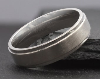 Captain • Titanium Ring Wedding Ring For Men • Mens Silver Ring • Mens Wedding Band • Promise Ring • Wedding Ring For Men • Engraved Ring