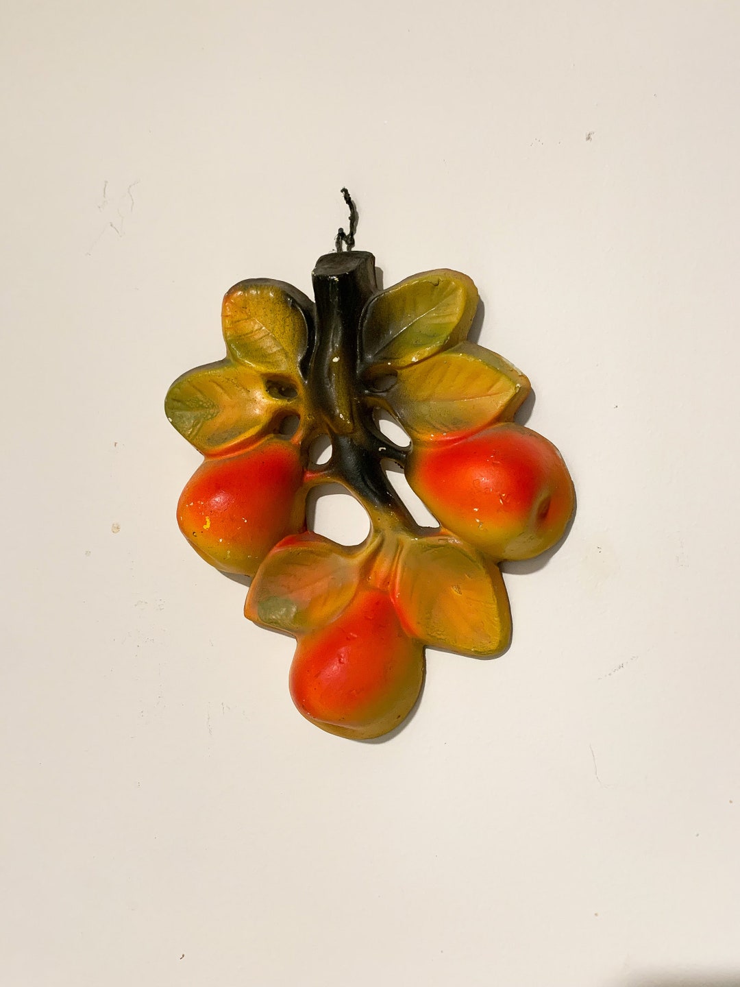 Vintage Chalkware Fruit Wall Hanging 70s Kitchen Retro Decor Etsy