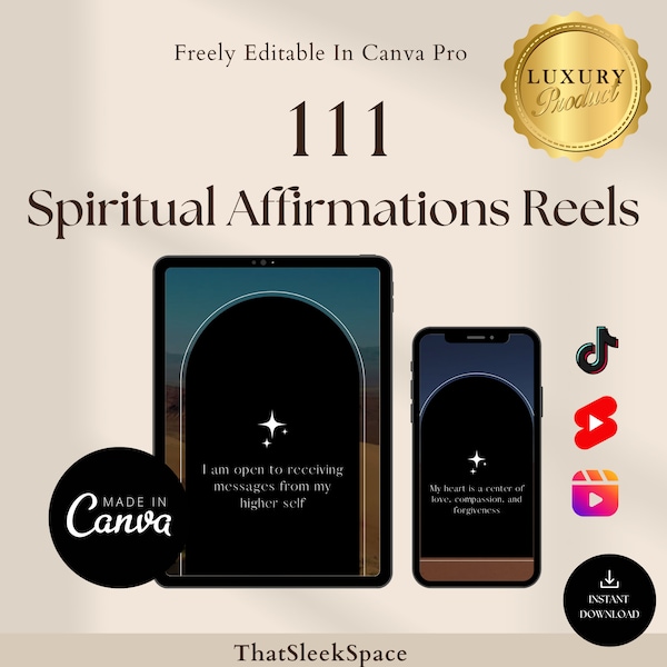 111 Spiritual Awakening Affirmations Reels Bundle l Affirmation Video Bundle l Reels Templates l Instagram Videos, Tiktok, Youtube Shorts