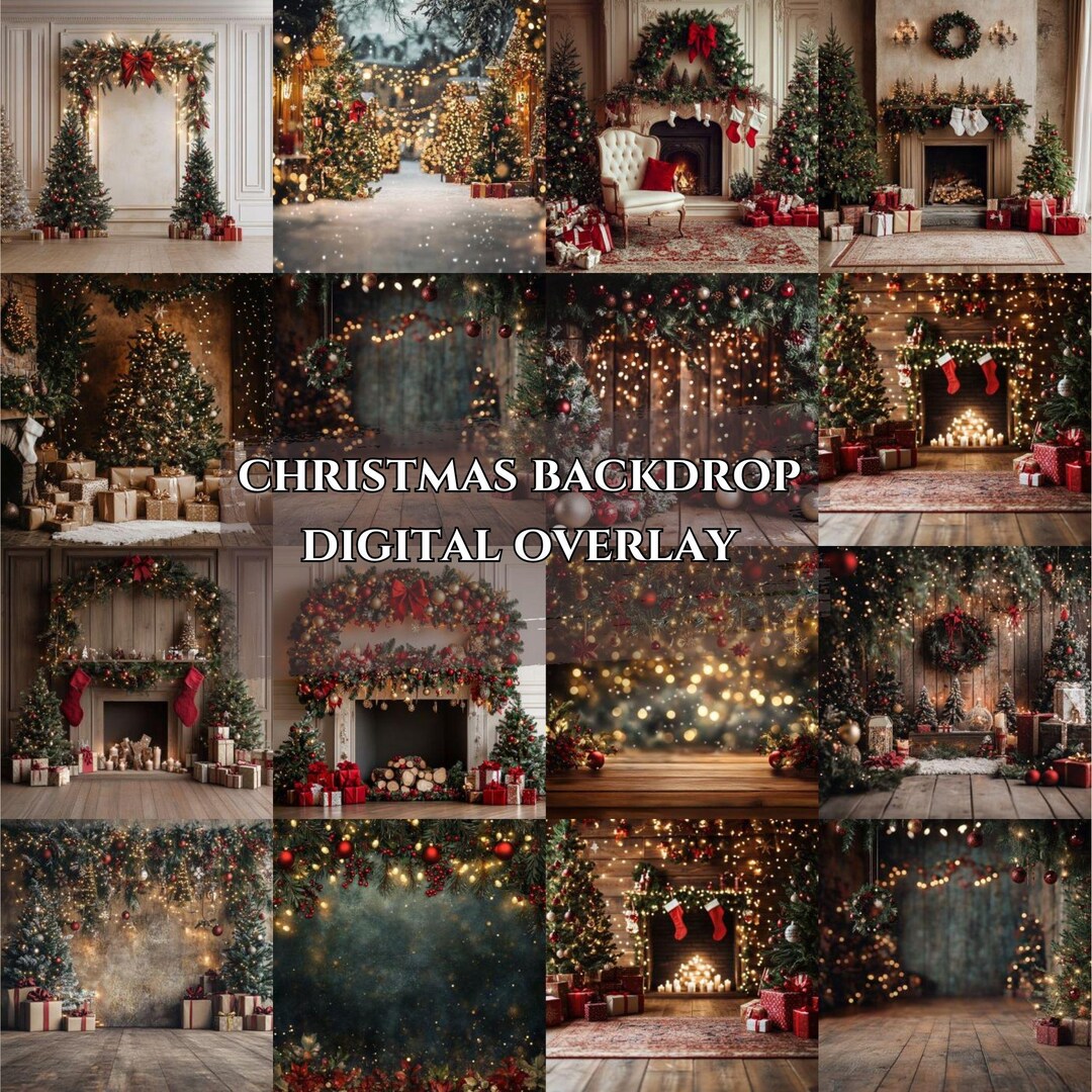 Christmas Tree Overlay Christmas Backdrop Traditional Christmas Digital ...