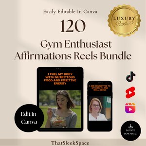 120 Gym Enthusiast Affirmations Reels Bundle,Instagram Reels,Tiktok,Youtube Shorts,Canva Editable Templates,Viral Reels Templates,social