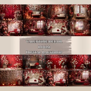 Valentine's Day Backdrop Romantic Photo Backgrounds for Love, Engagement, Party Decor & Sweetheart Events Floral Heart Backdrop Png Overlays