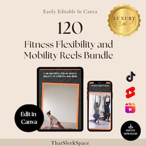 120 Flexibility and Mobility Affs Reels Bundle,Instagram Reels,Tiktok,Youtube Shorts,Canva Editable Templates,Viral Reels Templates,social
