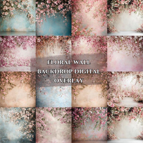 Floral Backgrounds Digital Backdrop Overlay Maternity Backdrop Digital Floral Overlays Newborn Studio Backdrop for Photoshop Overlays