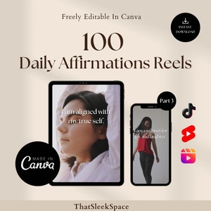 100 Daily Affirmations Instagram Reels Videos l Affirmation Video Bundle l Reels Video Templates l Instagram Videos, Tiktok, Youtube Shorts