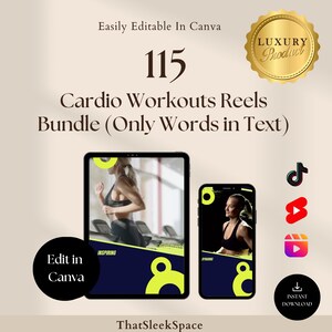 Pakket met 115 gymlichaamsaffirmaties, rollen voor fitnesscoach, Tiktok, YouTube-shorts, bewerkbare canva, Instagram-sjablonen, pakket fitnessrollen