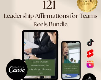 121 Business Leadership Affirmations Reels Bundle,Youtube shorts, Instagram Reels, Tiktok,Canva Editable,Instagram Reels templates, Viral