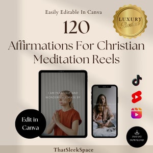 121 Christian Meditation Reels Bundle | Bible Verse Reels Bundle I Instagram Reels, Tiktok,Shorts I Editable in Canva | Viral Tiktok Video